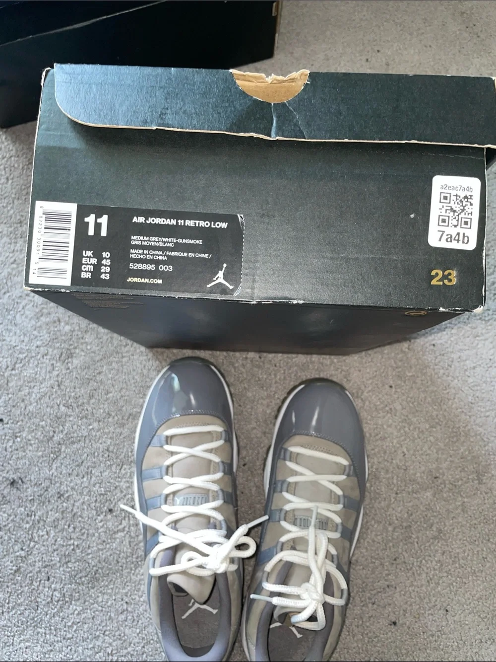 Jordan Retro Low Sneakers in Grey and White